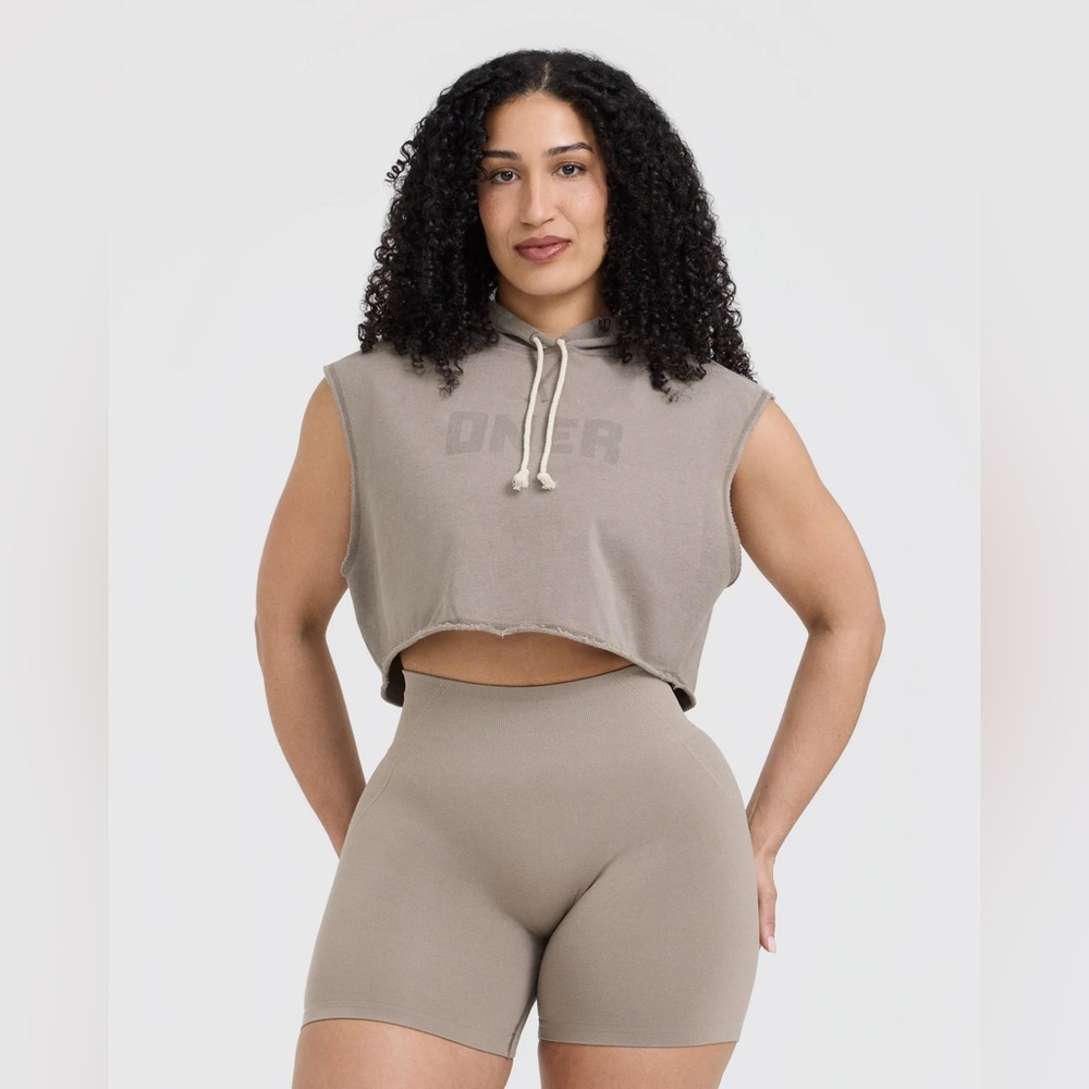 Oner Active Raw Lounge Sleeveless Crop Hoodie | Minky | XS